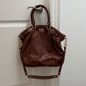 Coach Brown Leather Shoulder Satchel with Gold Hardware